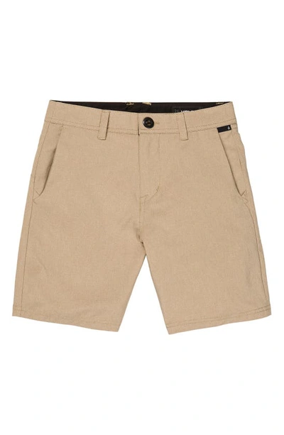 Shop Volcom Kids' Cross Shred Static Hybrid Shorts In Dark Khaki