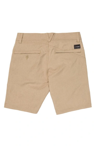 Shop Volcom Kids' Cross Shred Static Hybrid Shorts In Dark Khaki