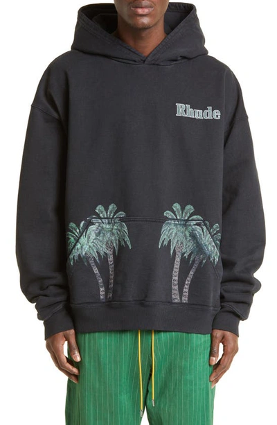 Shop Rhude Port De Gustavia Graphic Hoodie In Vtg Black 0610