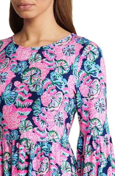 Shop Lilly Pulitzer Auralia Floral Fit & Flare Dress In Oyster Bay Navy