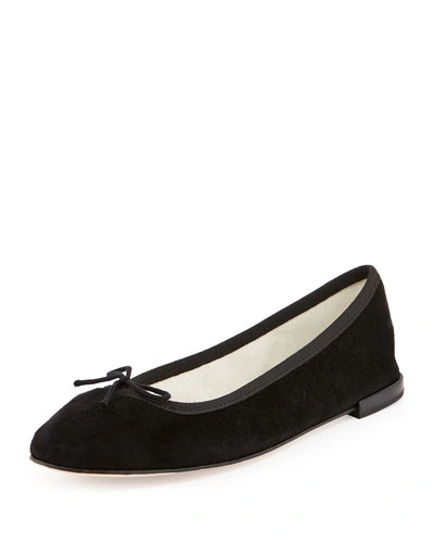 Repetto Suede Bow Ballerina Flat, Black In Brown