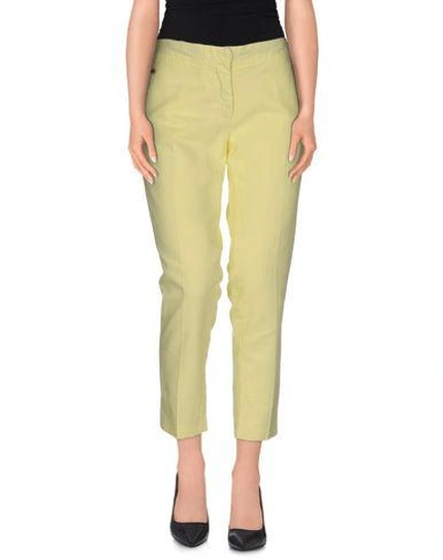 Shop Manila Grace Cropped Pants & Culottes In Light Yellow