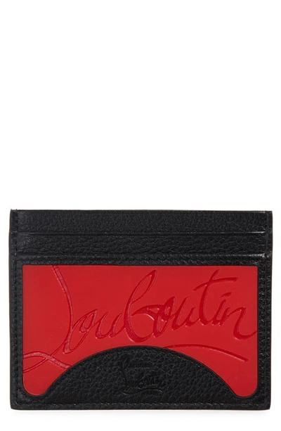 Shop Christian Louboutin Kios Sneaker Sole Leather & Tpu Card Case In Loub Black