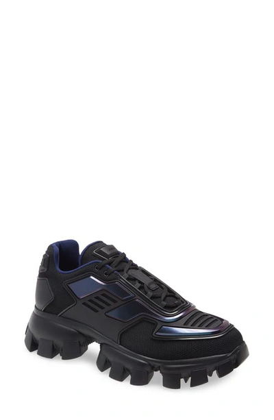 Shop Prada Cloudbust Thunder Lug Sole Sneaker In Nero/ Blue
