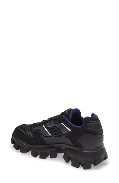 Shop Prada Cloudbust Thunder Lug Sole Sneaker In Nero/ Blue