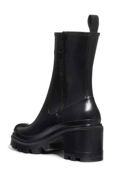 Shop Moncler Loftgrip Block Heel Rain Boot In Black