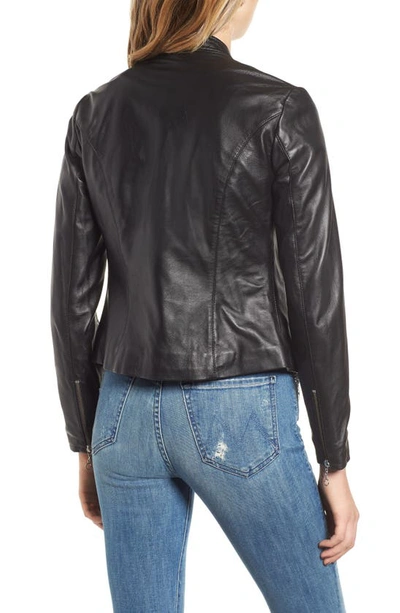 Schott Lambskin Leather Moto Jacket In Black