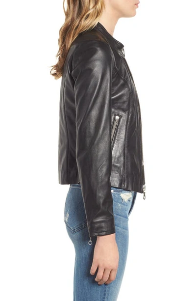 Schott Lambskin Leather Moto Jacket In Black