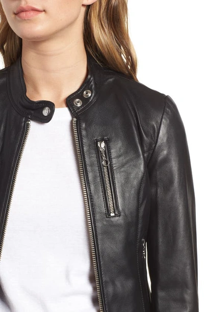 Schott Lambskin Leather Moto Jacket In Black
