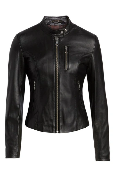 Schott Lambskin Leather Moto Jacket In Black