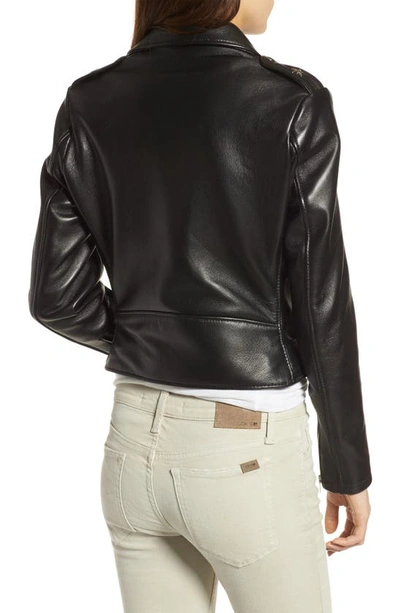 Shop Schott Crop Leather Jacket In Black