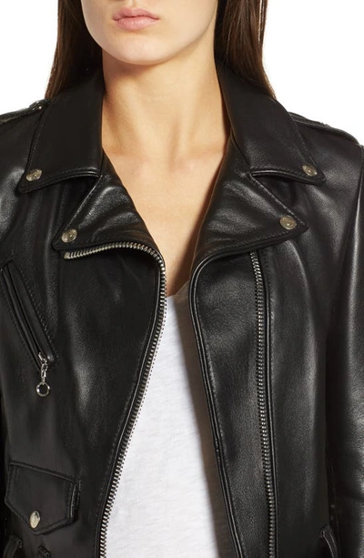 Shop Schott Crop Leather Jacket In Black