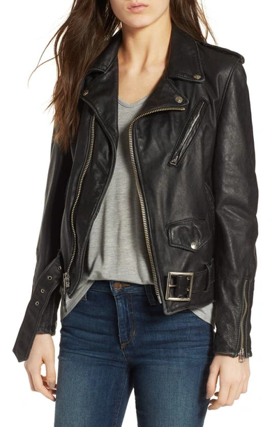 Shop Schott Boyfriend Leather Jacket In Black