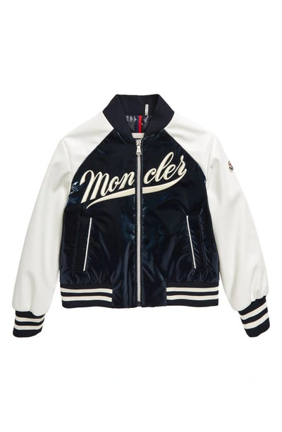 Shop Moncler Kids' Radis Varsity Bomber Jacket In Blue