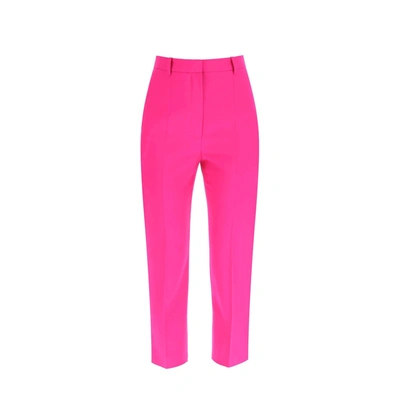 Alexander Mcqueen Classic Wool Trousers In Pink