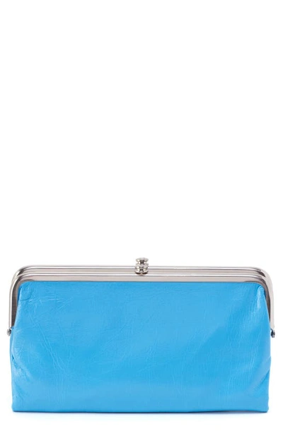 Shop Hobo Lauren Leather Double Frame Clutch In Tranquil Blue