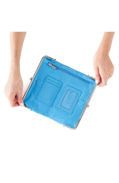 Shop Hobo Lauren Leather Double Frame Clutch In Tranquil Blue