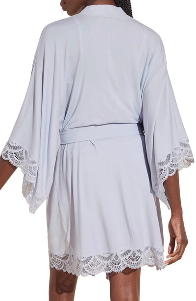 Eberjey Mariana Lace Trim Jersey Knit Robe In Ice Blue