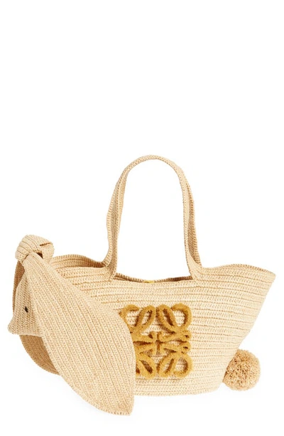 Shop Loewe Small Bunny Anagram Raffia Basket Bag In Natural