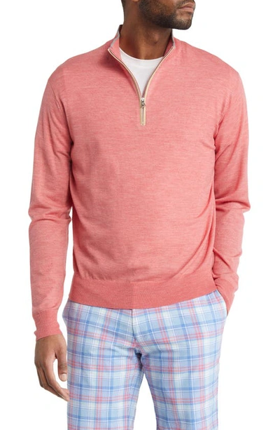 Shop Peter Millar Crown Crafted Excursionist Flex Quarter Zip Wool Blend Pullover In Red Pear