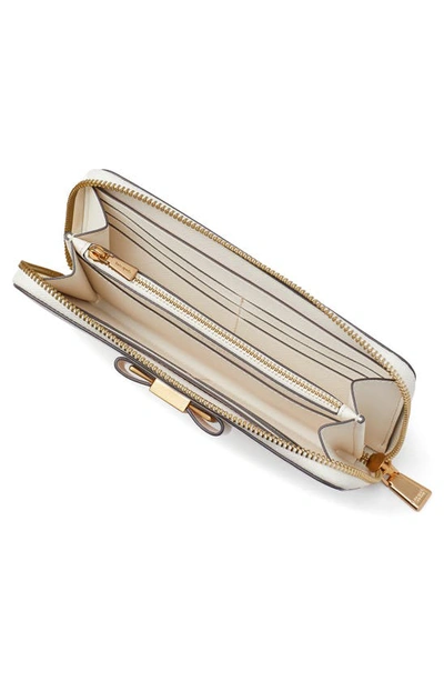 Kate Spade Morgan Embellished Bow Saffiano Leather Wallet In Parchment.