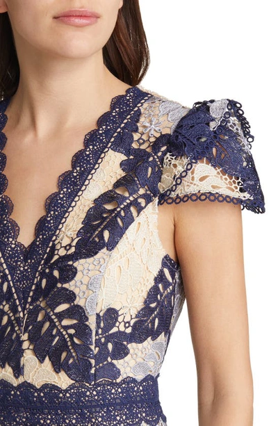 Adelyn Rae Adeline Palm Lace Midi Dress In Navy