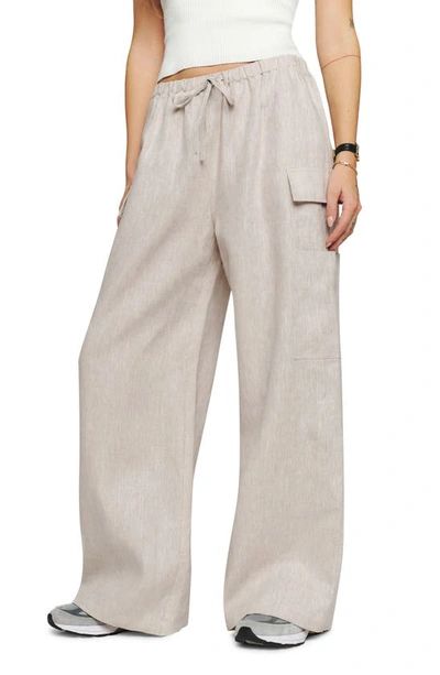Shop Reformation Ethan Linen Pants In Oatmeal