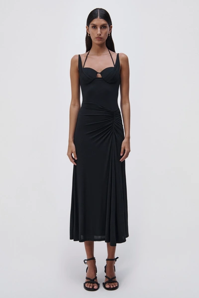 Shop Jonathan Simkhai Naomi Midi Dress In Black