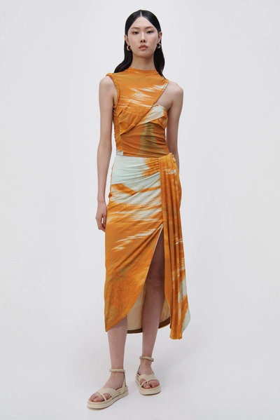 Shop Jonathan Simkhai Gwena Marble Print Skirt In Masala Marble Print