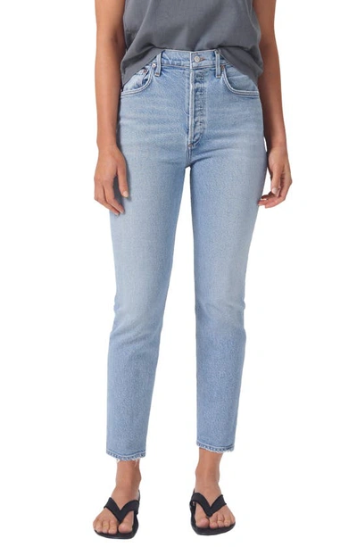 Shop Agolde Riley High Waist Crop Straight Leg Jeans In Dynamic