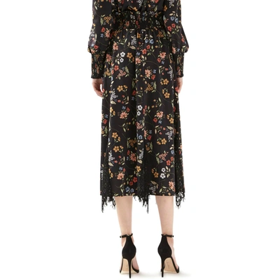Shop ml Monique Lhuillier Womens Satin Floral Midi Skirt In Multi