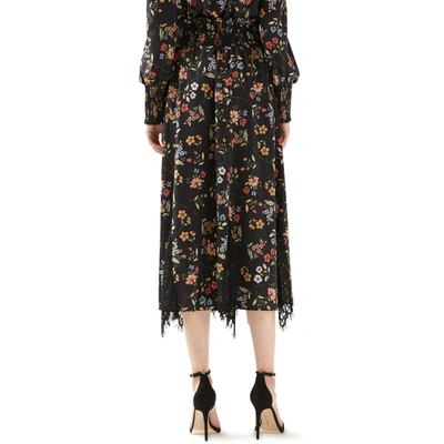 ml Monique Lhuillier Womens Satin Floral Midi Skirt In Multi