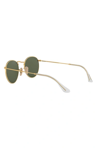 Shop Ray Ban 53mm Round Sunglasses In Gold/ Green Gold