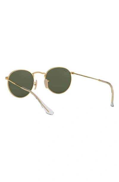 Shop Ray Ban 53mm Round Sunglasses In Gold/ Green Gold