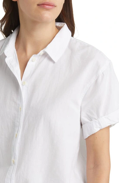 Shop Madewell Slim Central Cotton Blend Shirt In Eyelet White