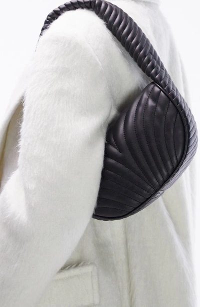 Topshop Genna Quilted Top Handle Bag In Black