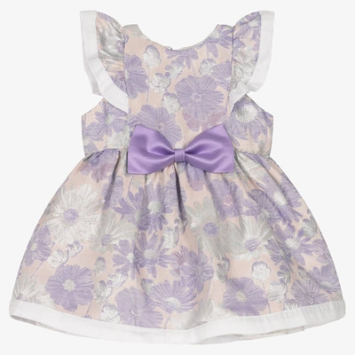 Shop Hucklebones London Baby Girls Lilac Floral Jacquard Dress In Purple