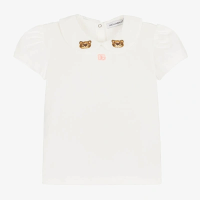 Shop Dolce & Gabbana Girls Ivory Cotton Leopard T-shirt