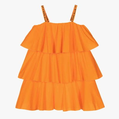 Shop Marc Ellis Girls Orange Cotton Tiered Dress