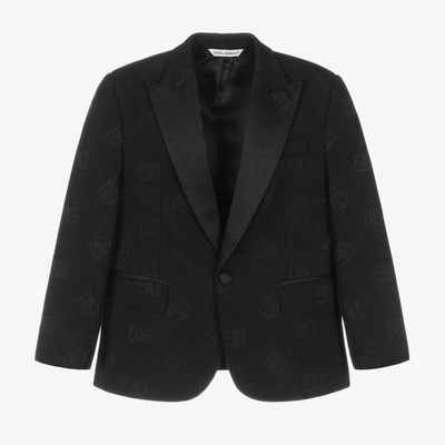 Shop Dolce & Gabbana Boys Black Crossover Dg Wool Blazer