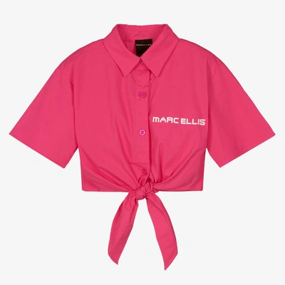 Shop Marc Ellis Girls Pink Cotton Knot-front Shirt