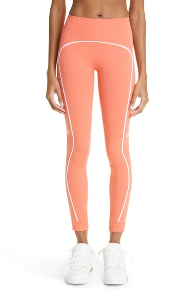 Shop Off-white Stamp Seamless Leggings In Coral Red