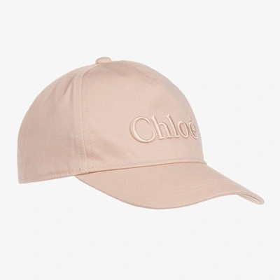 Shop Chloé Girls Pink Cotton Logo Cap