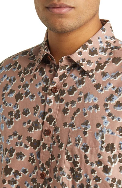 Shop Nn07 Deon 5655 Floral Cotton & Lyocell Button-up Shirt In Nougat