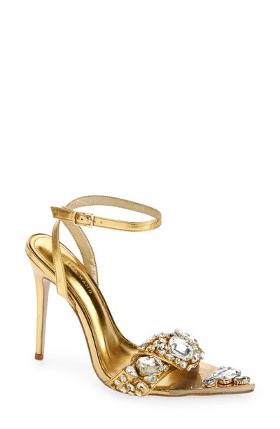Shop Azalea Wang Tilly Crystal Pointed Toe Sandal In Gold