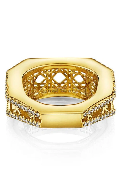 Shop Manluu Cane Diamond Cage Ring In Yellow Gold
