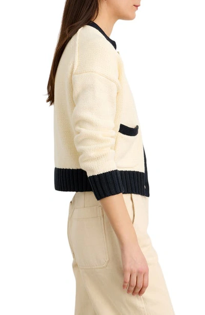 Shop Alex Mill Nico Tipped Cotton Cardigan In Ivory/ Black
