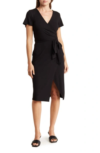 Shop Nordstrom Rack Everyday Faux Wrap Dress In Black