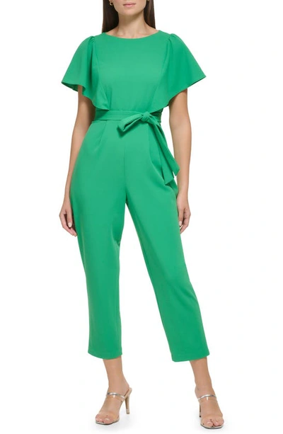Shop Dkny Flutter Sleeve Jumpsuit In Apple Green