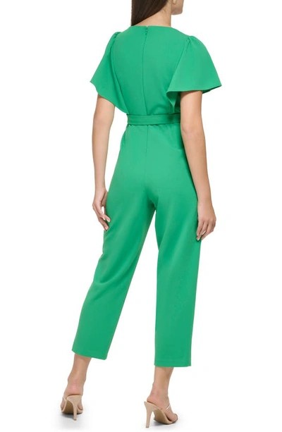 Shop Dkny Flutter Sleeve Jumpsuit In Apple Green